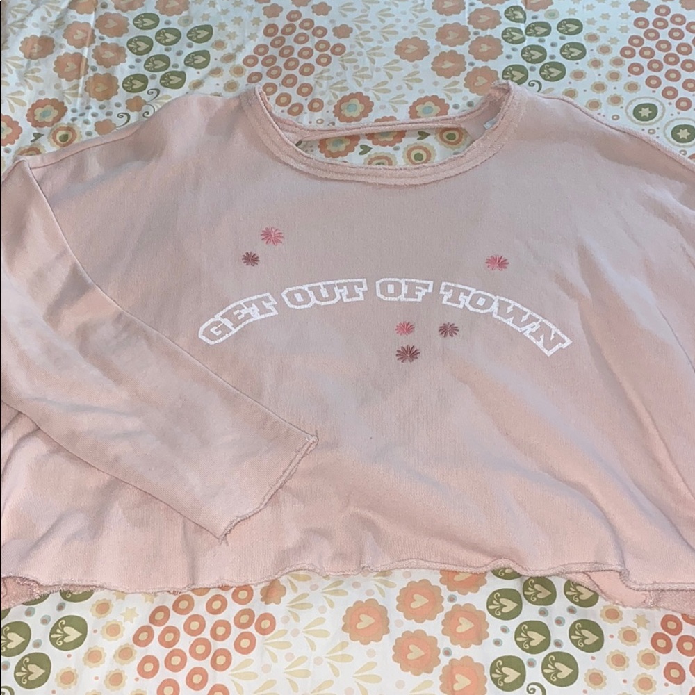 Aerie Pink Relaxed Crop Hoodie